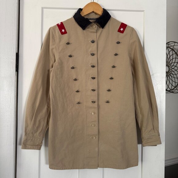 Faconnable Beige Military-Inspired Button-Up Jacket W/ Button Detailing Size S - Picture 1 of 7